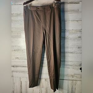 Mens 100% Wool Dress pants Size 34 X 32 Canali Chocolate Brown Pleated
